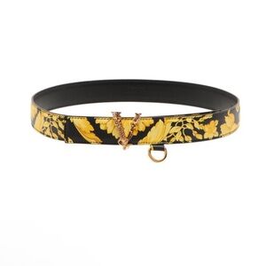 NEW NWT VERSACE VIRTUS BAROCCO LEATHER BELT GOLD/BLACK